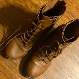 Brown Lace-Up Combat Boots